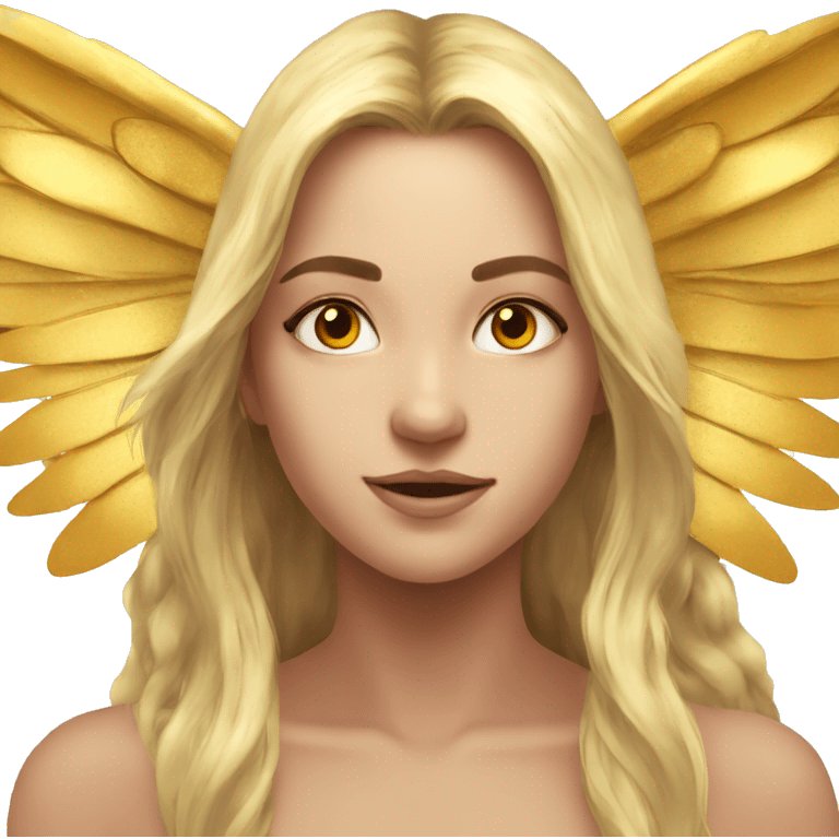 big wings, sun, gold, Beautiful, fairy, long hair emoji