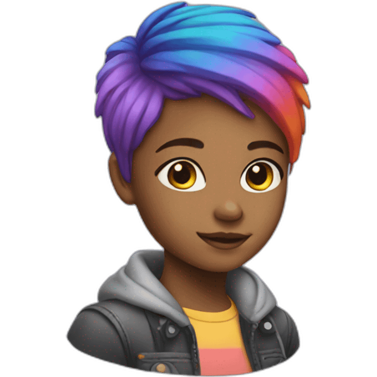 Girl with Short rainbow hair emoji