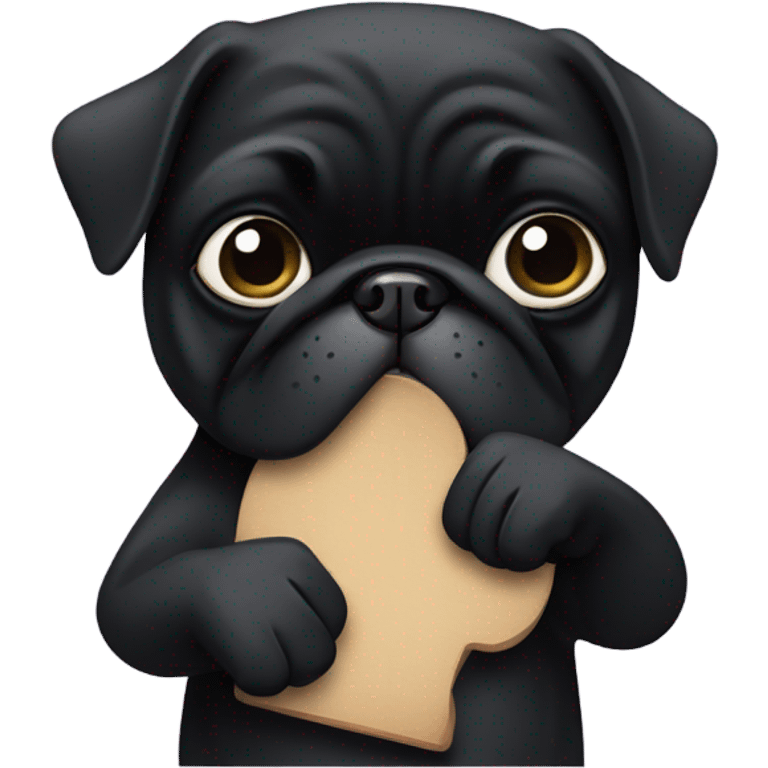 Black pug giving the thumbs down sign with paw emoji