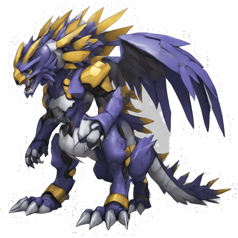  Cool Edgy Digimon-Fakemon-Garurumon-WarGreymon with edgy markings full body emoji