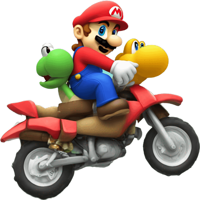 Mario riding on Yoshi ￼ emoji