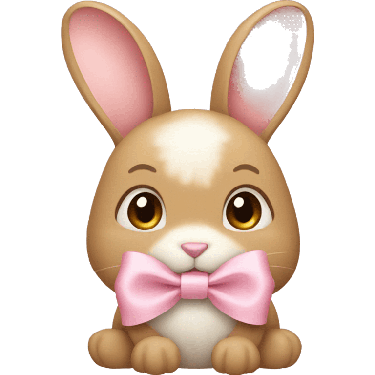 tan bunny with light pink bow emoji