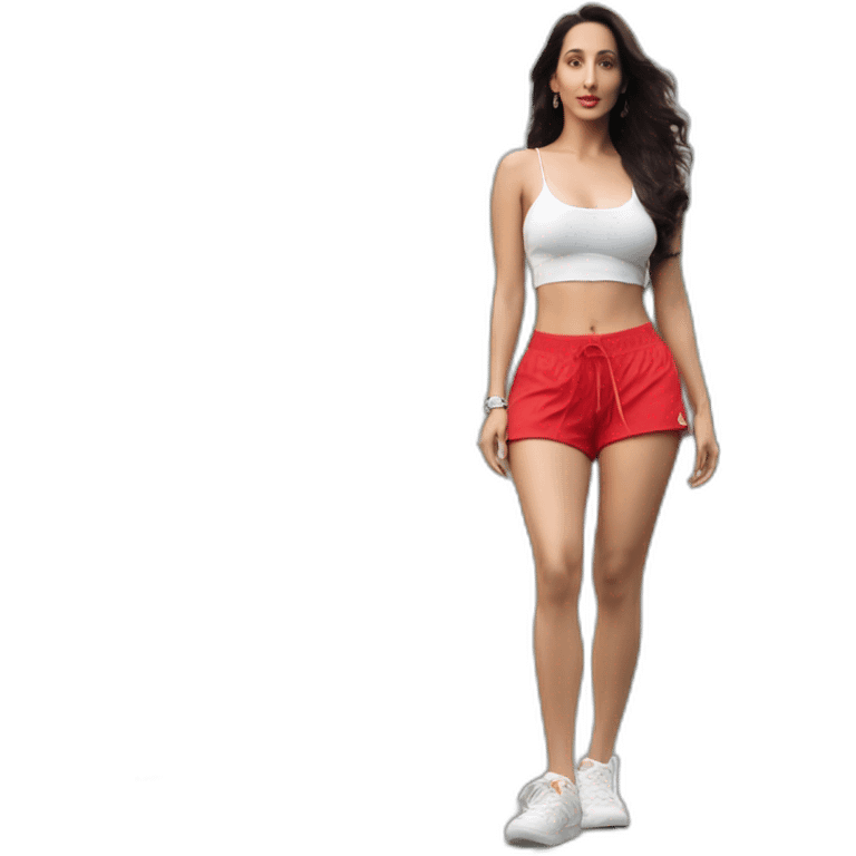 Nora fatehi in red shorts emoji