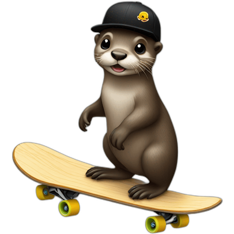 Otter with black cap and skateboards emoji