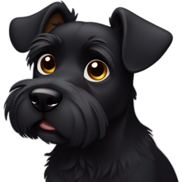 Black furry dog with floppy long ears emoji