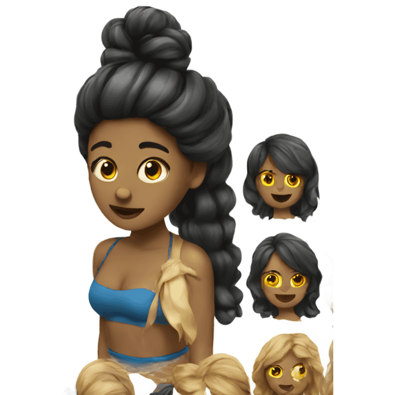 Pool Woman hair black emoji