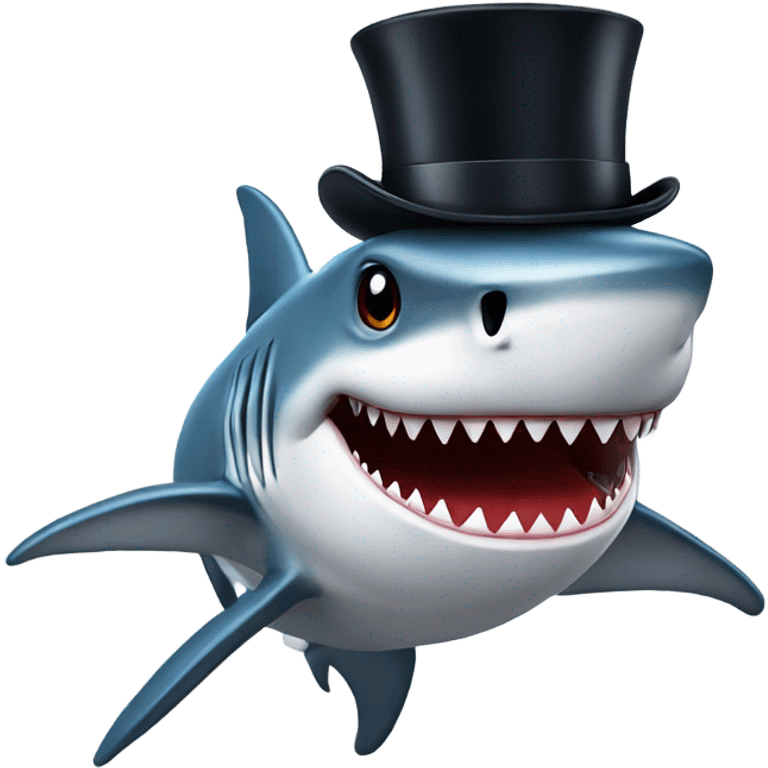 Shark with a top hat emoji