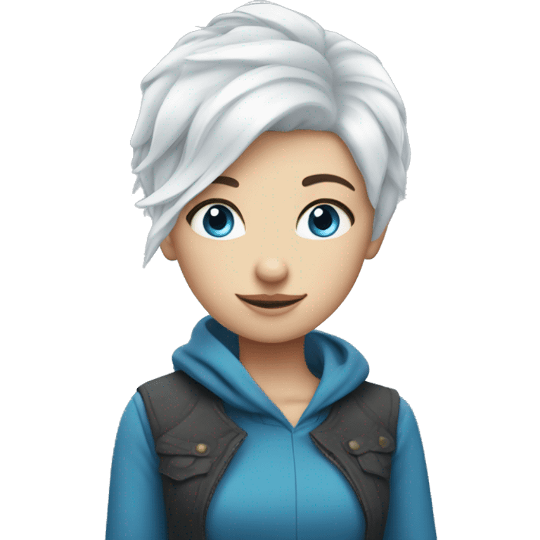 white haired girl with blue eyes and pixie hair emoji