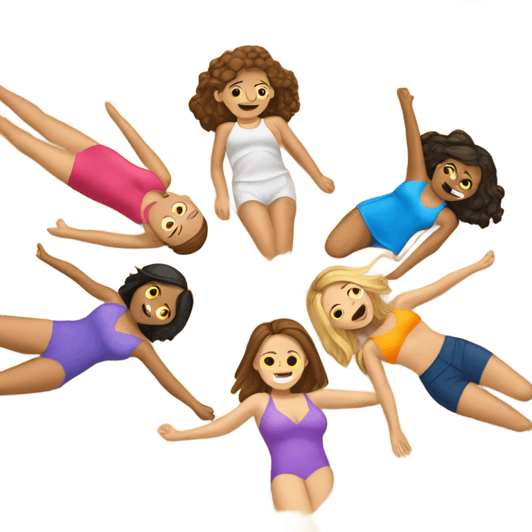 Group of Caucasian ￼ ladies laying on the beach  emoji