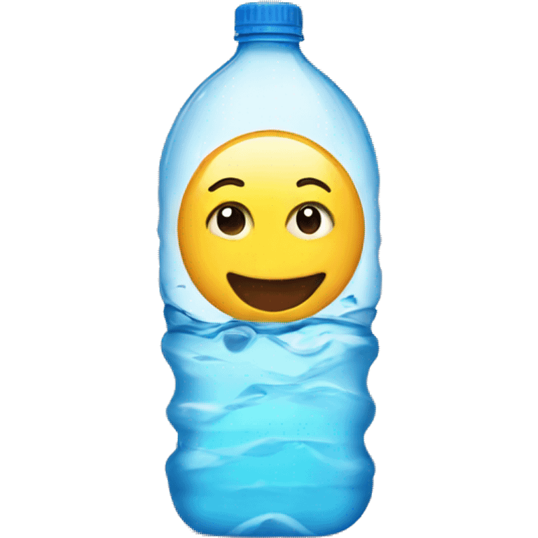 Happy emoji with water bottle emoji