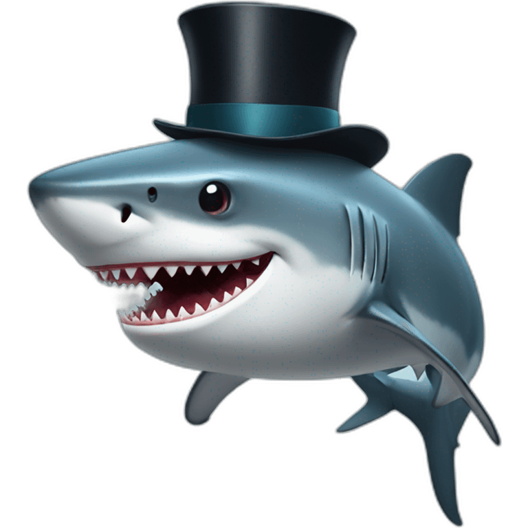 Shark with a top hat emoji