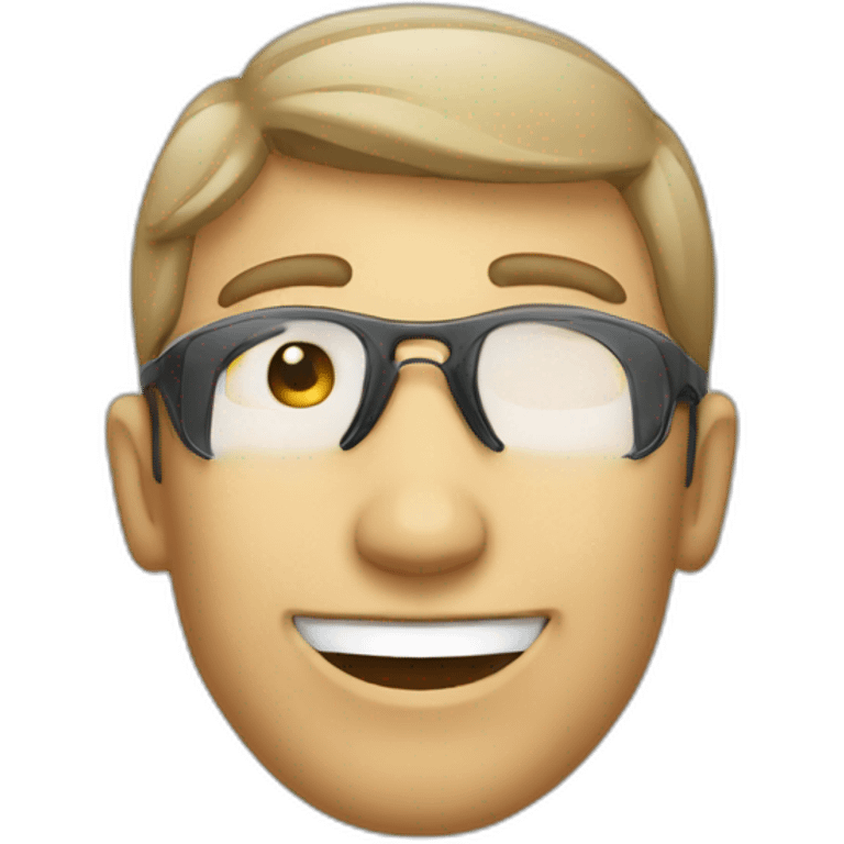 Teasing and smiling male blind emoji