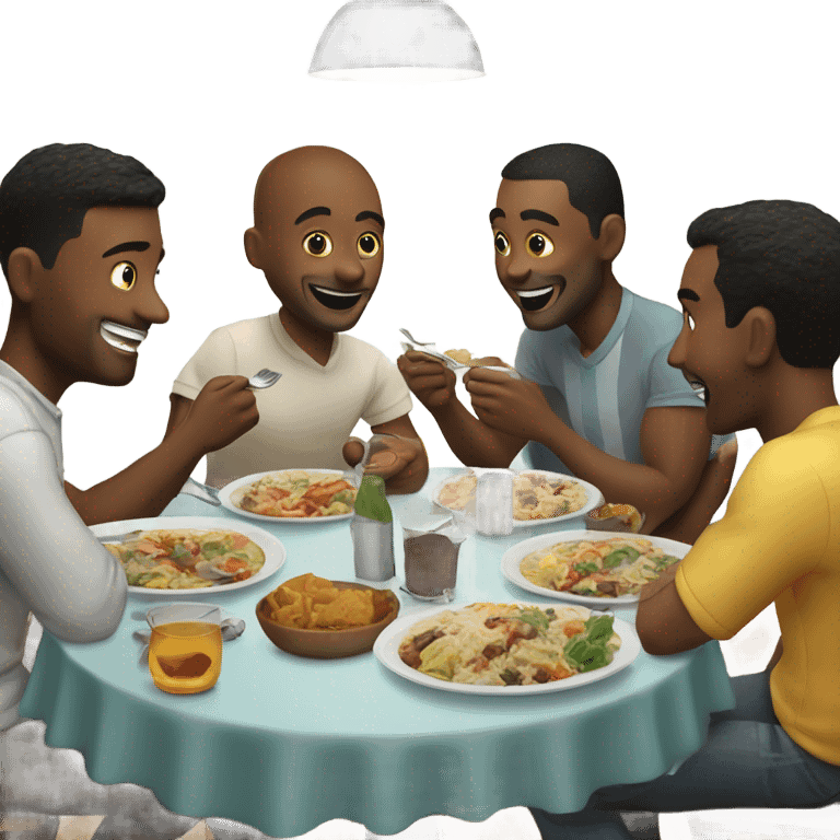 Men eating emoji