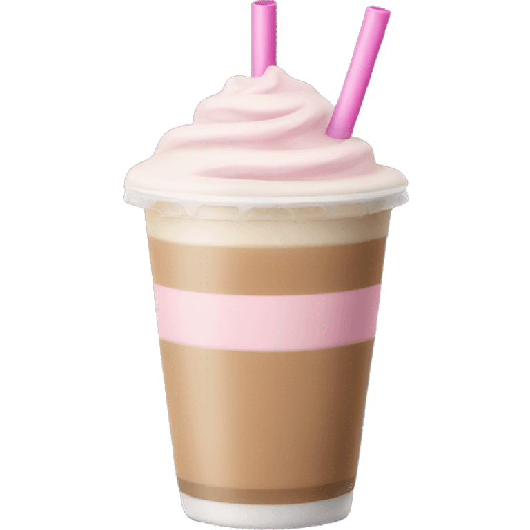 Ice latte with a light pink straw emoji