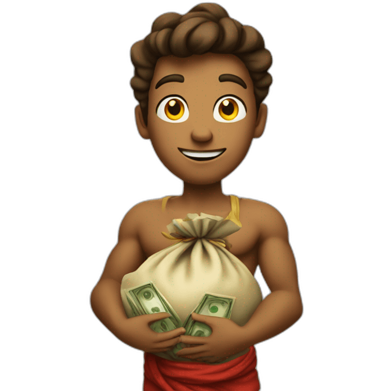 genie holding the big sack of money emoji