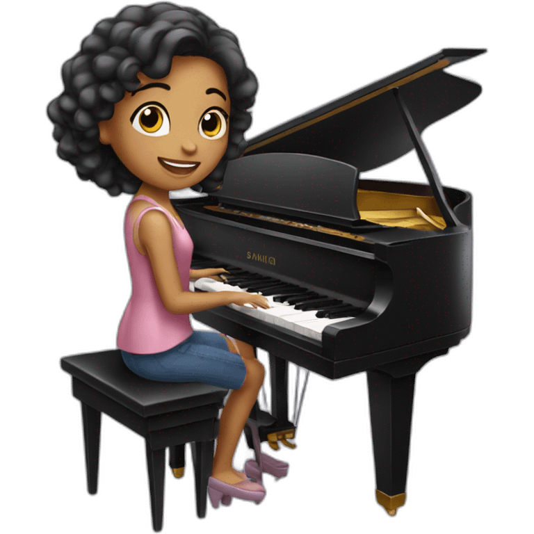 pianist girl with piano emoji