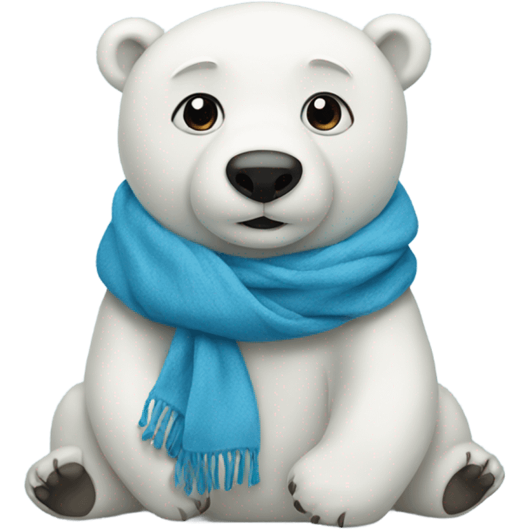 sitting polar bear in a blue scarf emoji