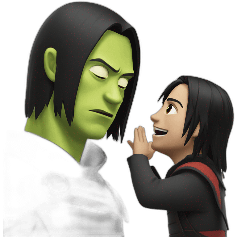 Itachi playing with shrek emoji