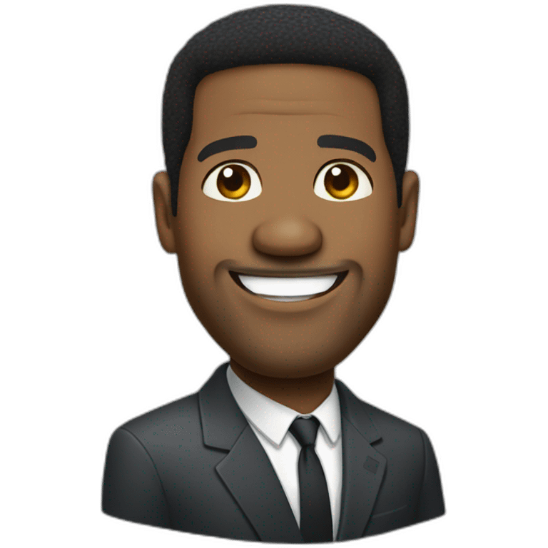 Denzel Washington smiling cartoon wearing suit emoji