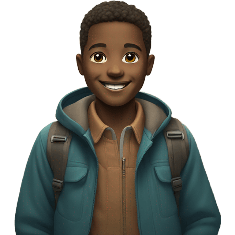 smiling boy in mountain portrait emoji