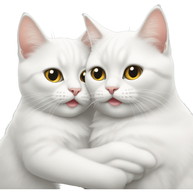 Two white British cats hugs  emoji