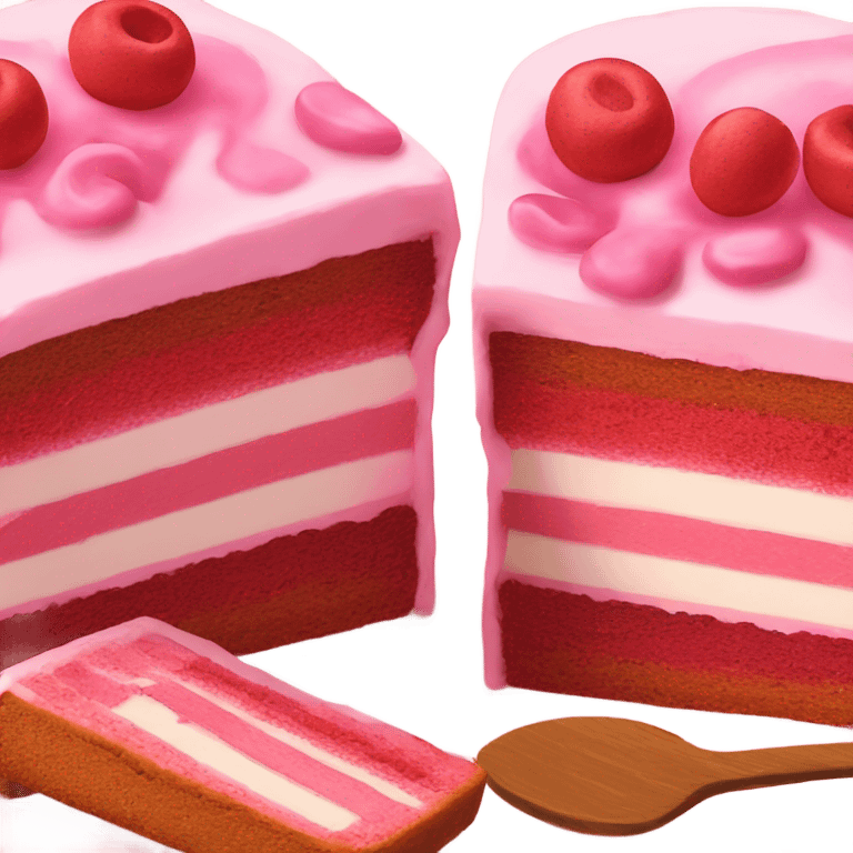 Creamy red and pink cake emoji