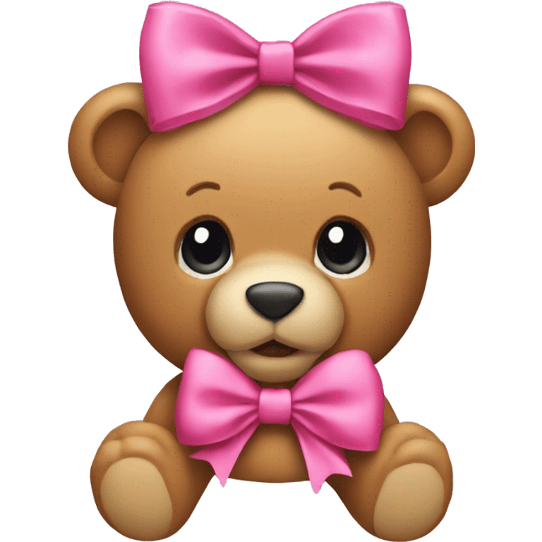 apple emoji teddy bear with pink bow on head emoji