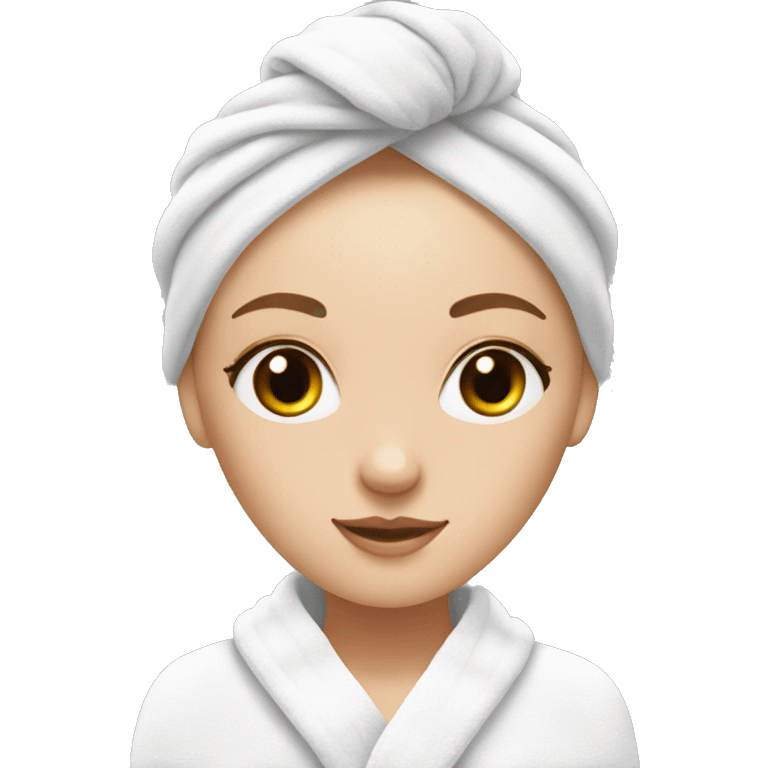 white girl with skin skin care, and a towel in her hair emoji