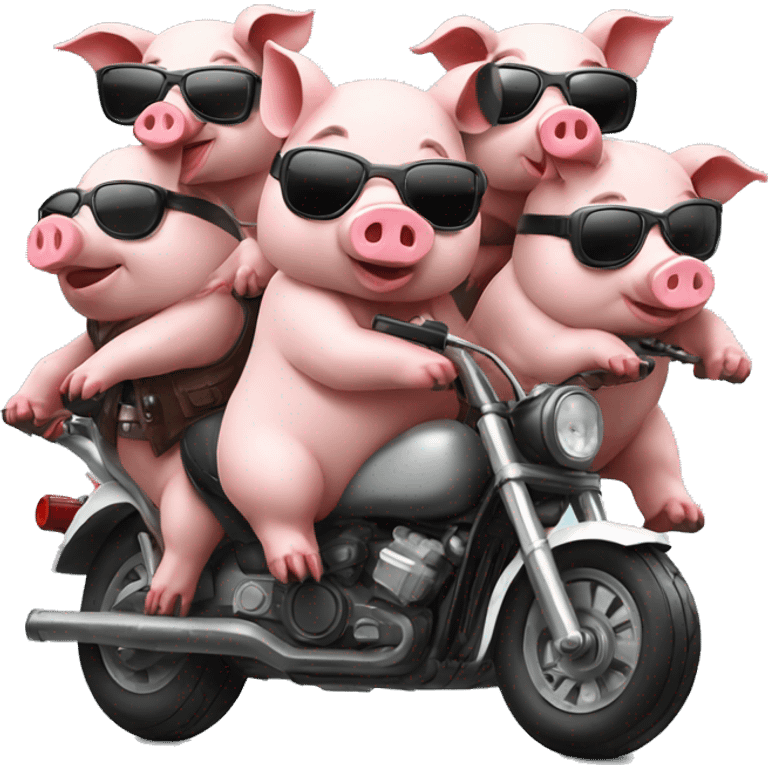 6 Pigs on motorbike, wearing sunglasses and a helmet emoji