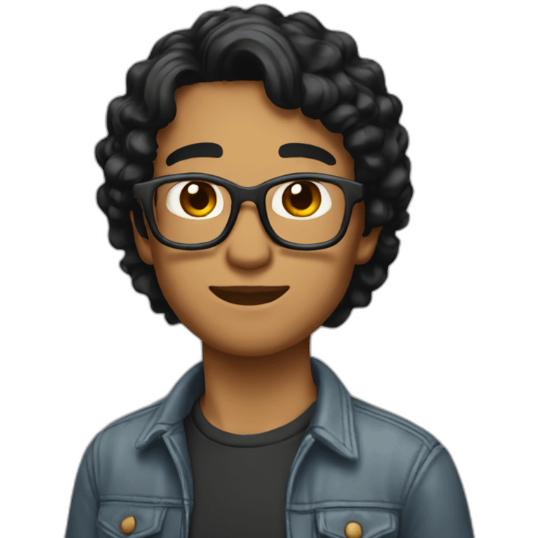 developer casual black hair emoji