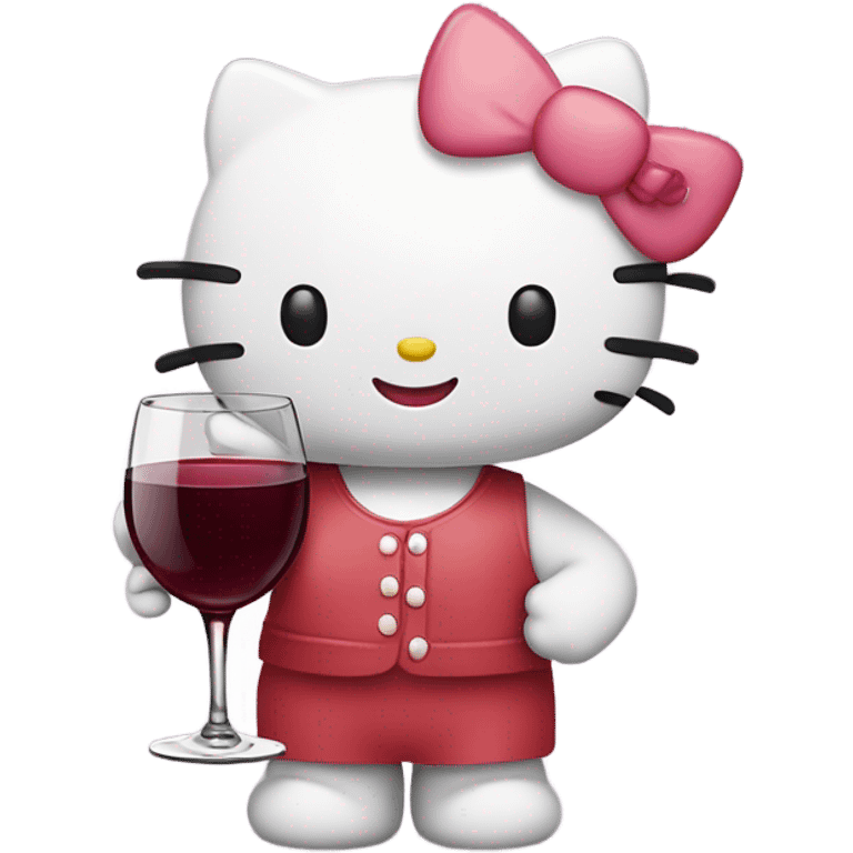 Hello Kitty drinking red wine emoji