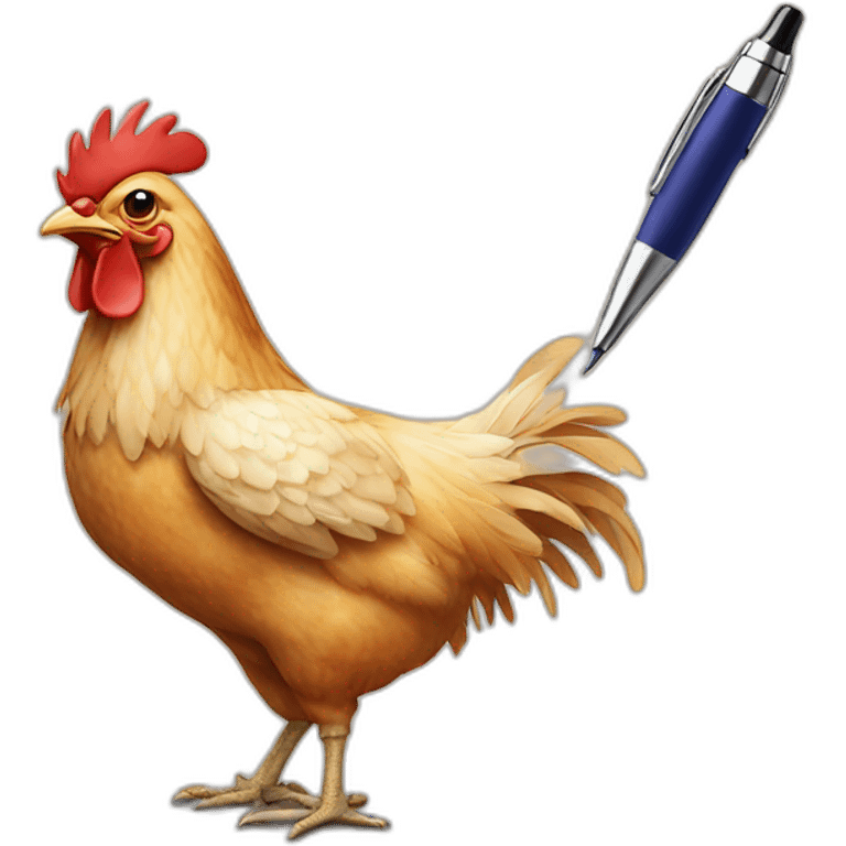 chicken with pen emoji