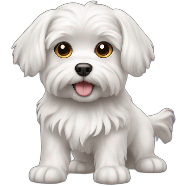 Maltese dog with Double tail emoji