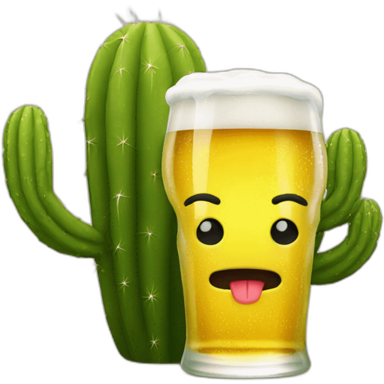 Cactus drinking beer emoji