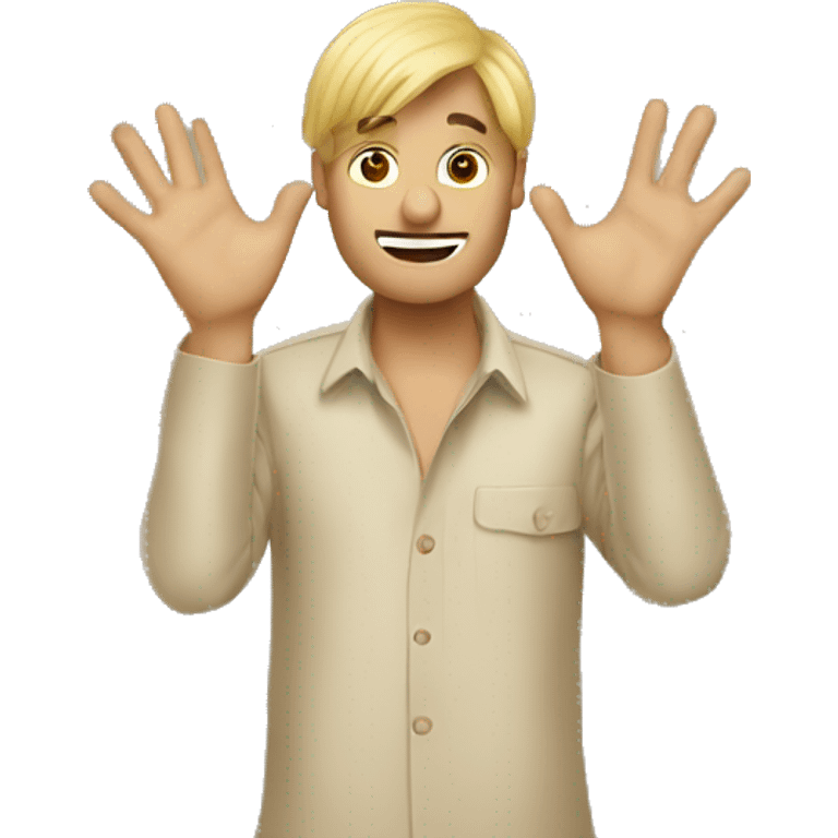 Blonde coconut man with hands emoji