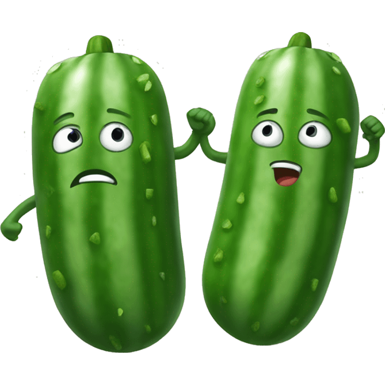 Cucumbers fighting emoji