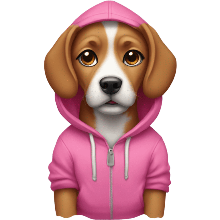 dog wearing a pink hoodie emoji