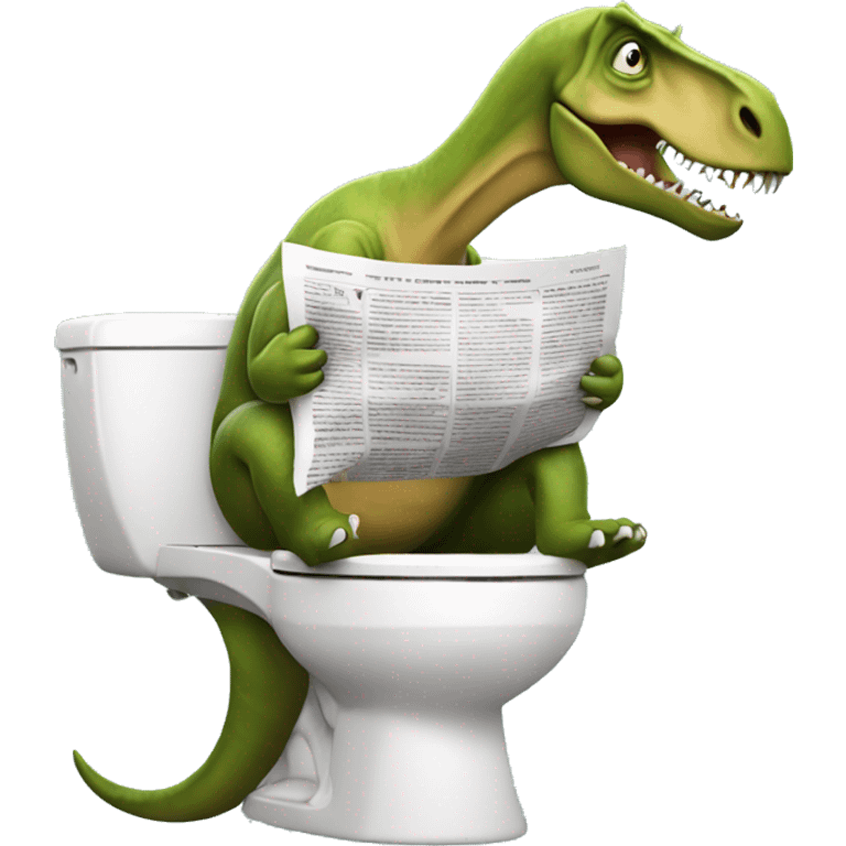 Dinosaur on a toilet holding a newspaper  emoji