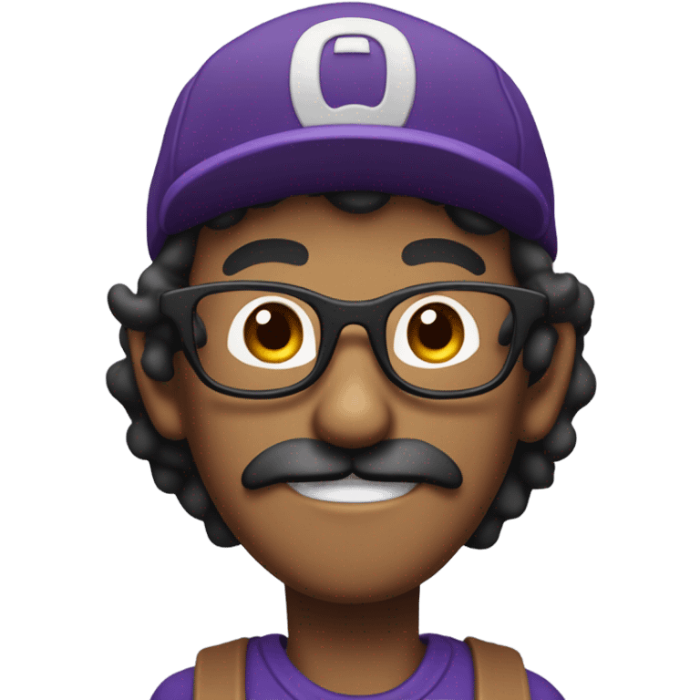 Brown skinned man wearing backwards cap with glasses and a scraggly mustache like waluigi emoji