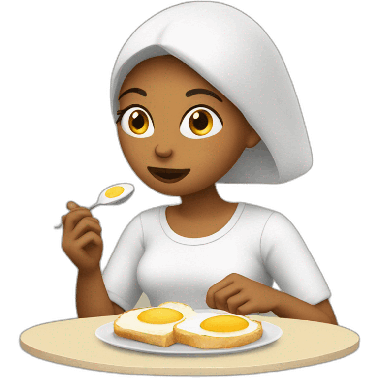 Woman eats eggs emoji