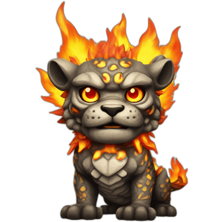 Komainu with fire storm skin emoji