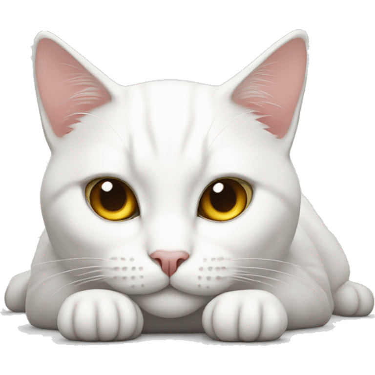 White cat laying down  emoji