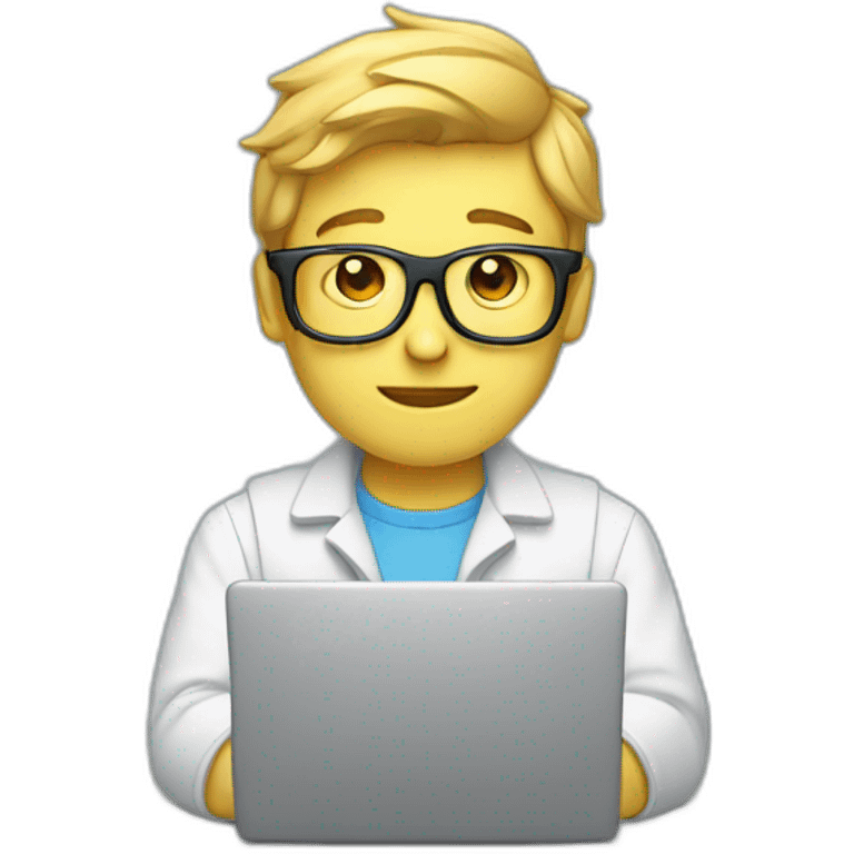 a glass boy who is a programmer with laptop emoji