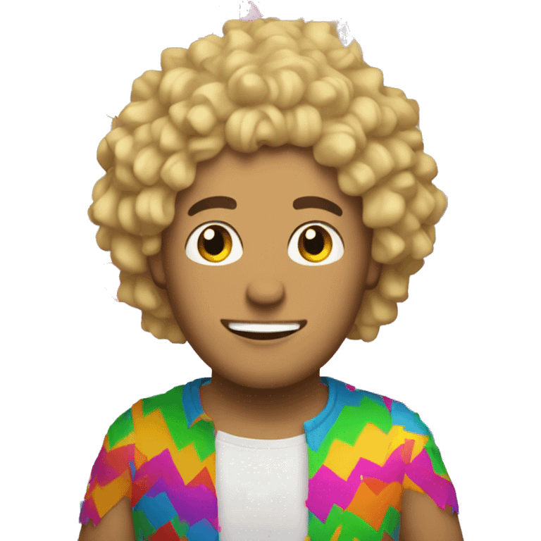 Man with blonde curly hair with a piñata emoji