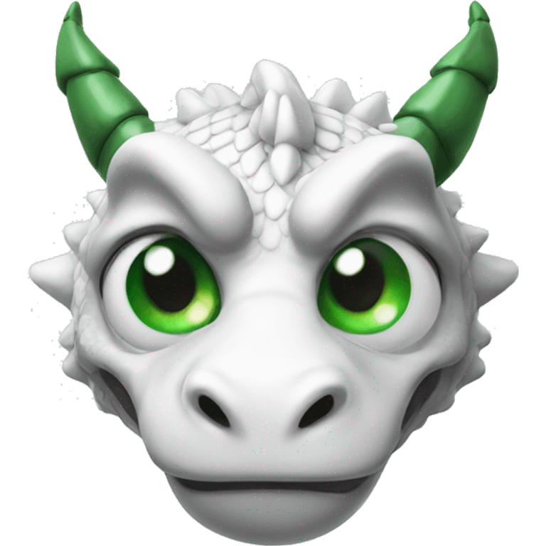 Strong white flying dragon with green eyes and a right eye patch emoji