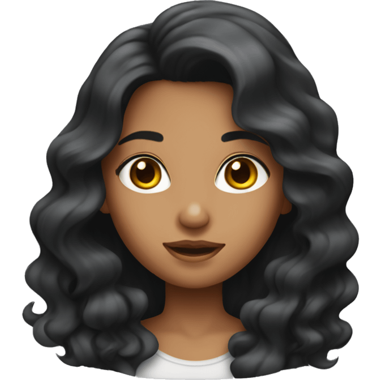 A girl tanned skin with wavy black hair emoji