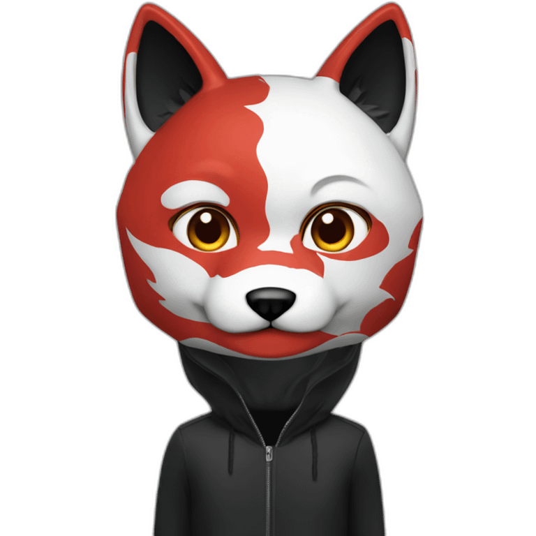 Programmer with Japanese red, black, whitekitsune mask emoji