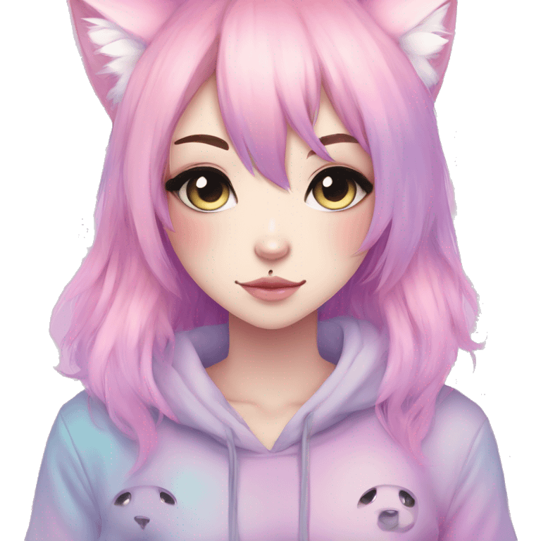 Cute Edgy Pastel Gradient Beautiful Anime Emo CatLady emoji