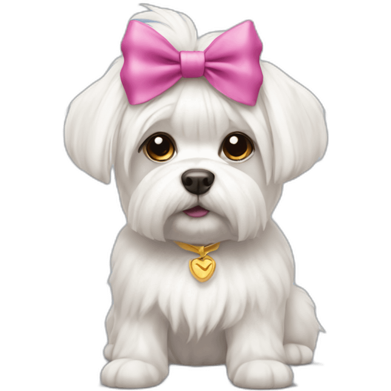 Maltese dog with bow on the head emoji