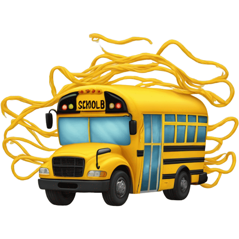 school bus with hair emoji